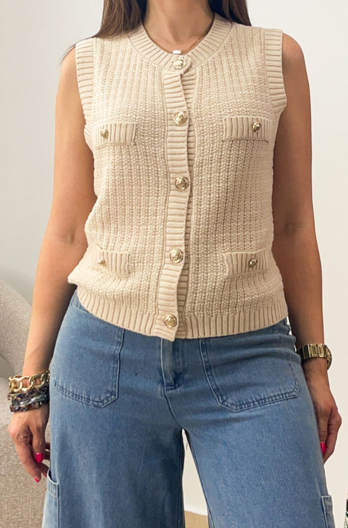 FREE SHIPPING - Gold Button Knit Cardigan Top – Prinket